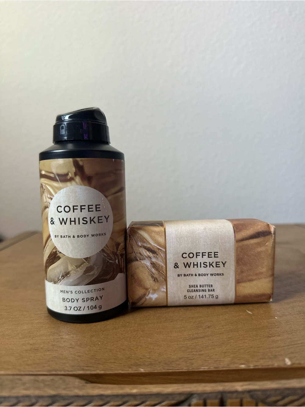 New bath and body worls COFFEE & WHISKEY body spray and Shea butter bar